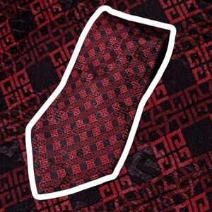 Givenchy Mens Red Black Silk Logo Print Necktie Tie Designer Italy